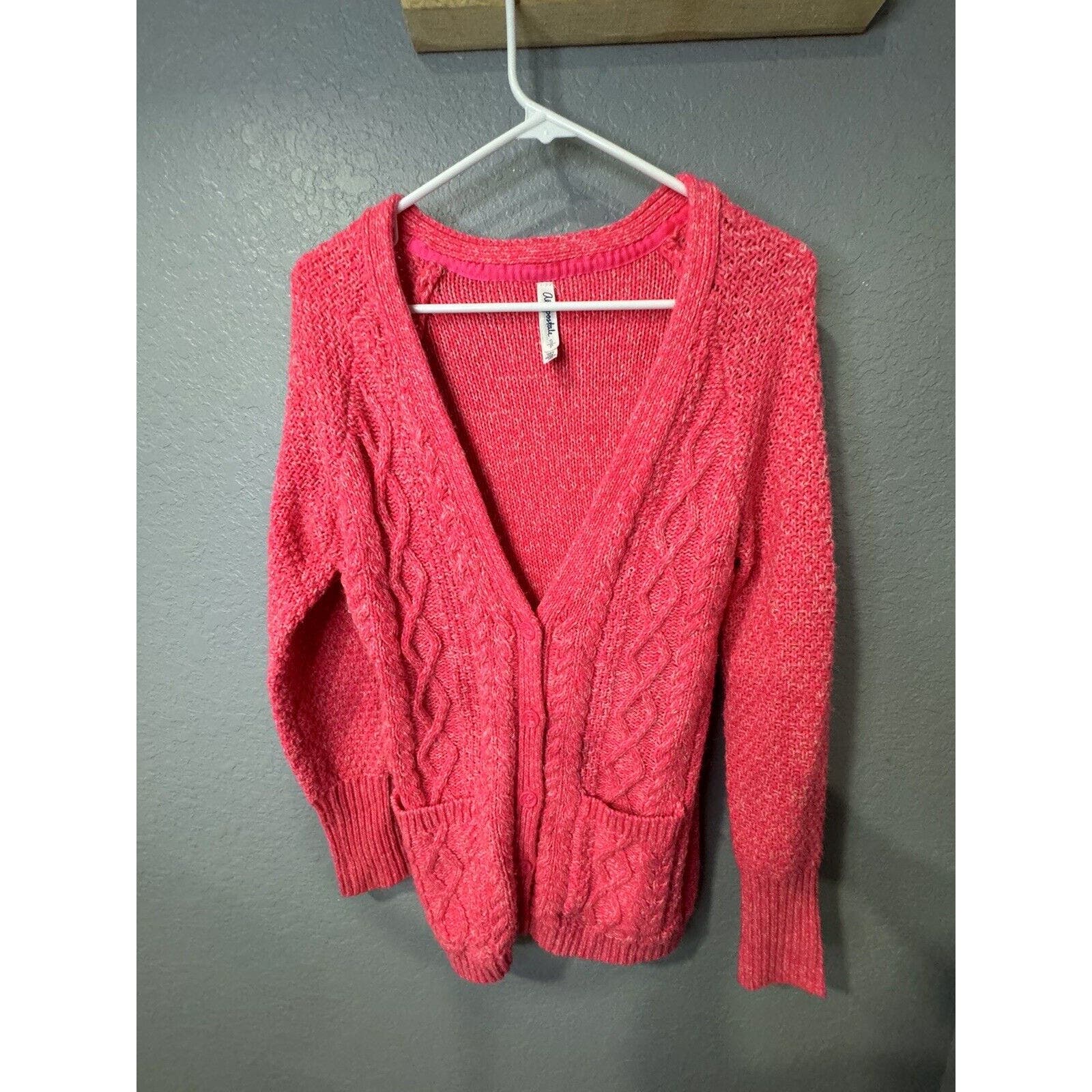 Aeropostale Cable Knit Textured Boyfriend Cardigan Pink S